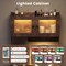 Rustic Brown White Vanity Table LED Rotatable Mirror Makeup Desk With Storage
